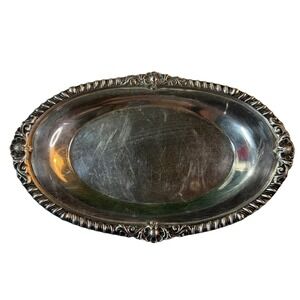 Gorham Silverplate Oval Tray Vanity Catchall Repousse Floral Grandmillennial